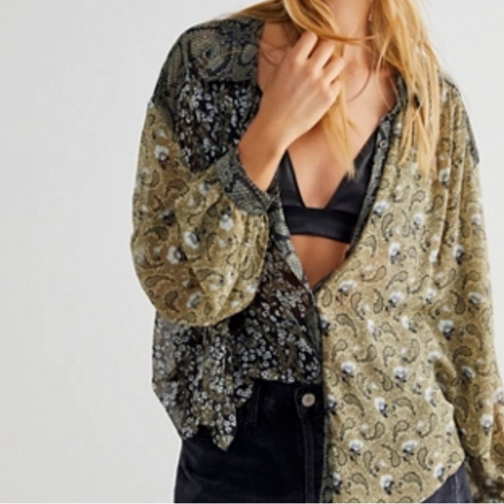 Free People Multicolor Paisley Button Down Shirt